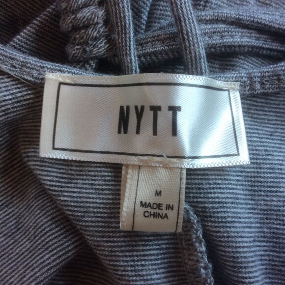 NYTT Gray & White Striped Lagenlook Wide Leg Racerback Festival Jumper SZ Medium - Picture 3 of 5